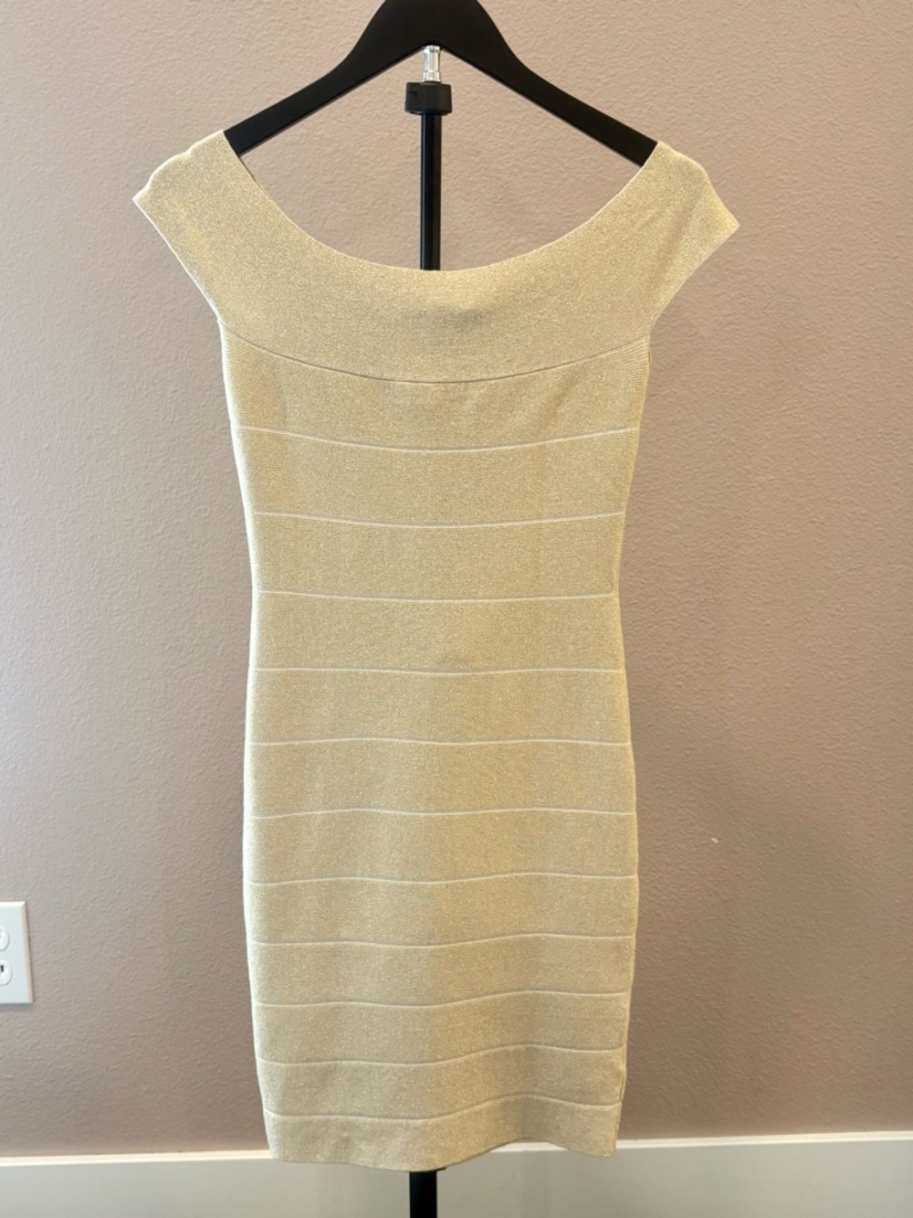 Guess Cream Off-Shoulder Mini Dress